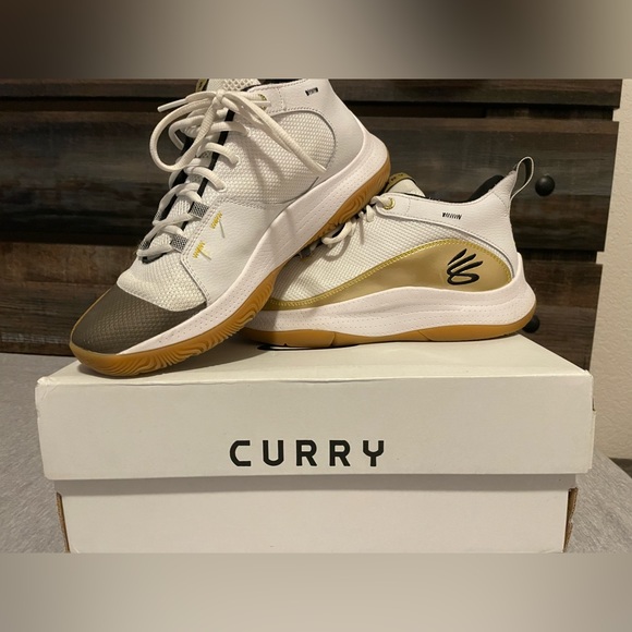 Under Armor Curry 375 Gold Brown White Men’s Shoes - Picture 1 of 3